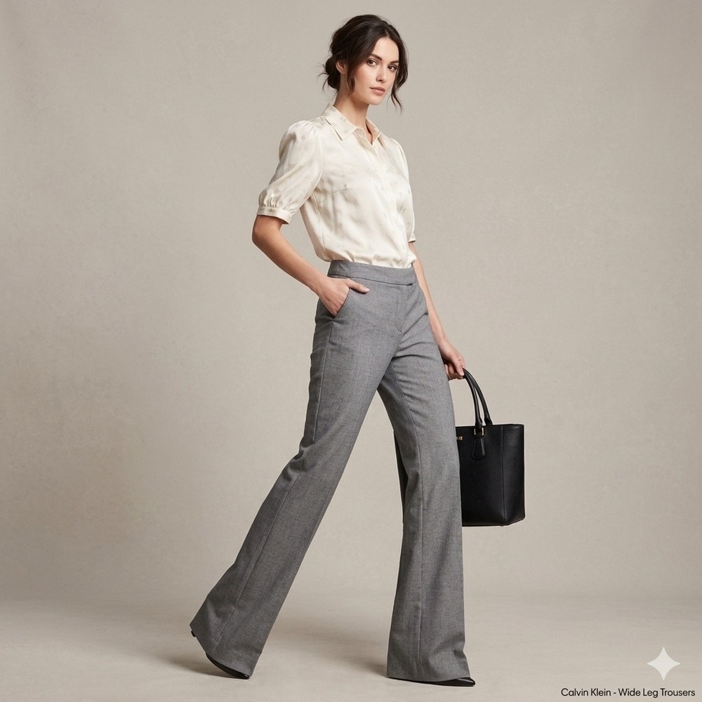 Calvin Klein Wide Leg Dress Pants 12 Tailored Office Siren Minimal Chic